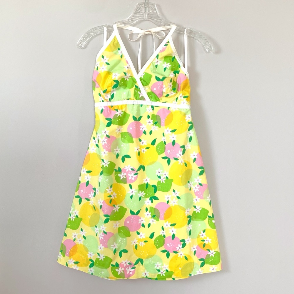 Lilly Pulitzer Lime Grapefruit Halter Tie Dress